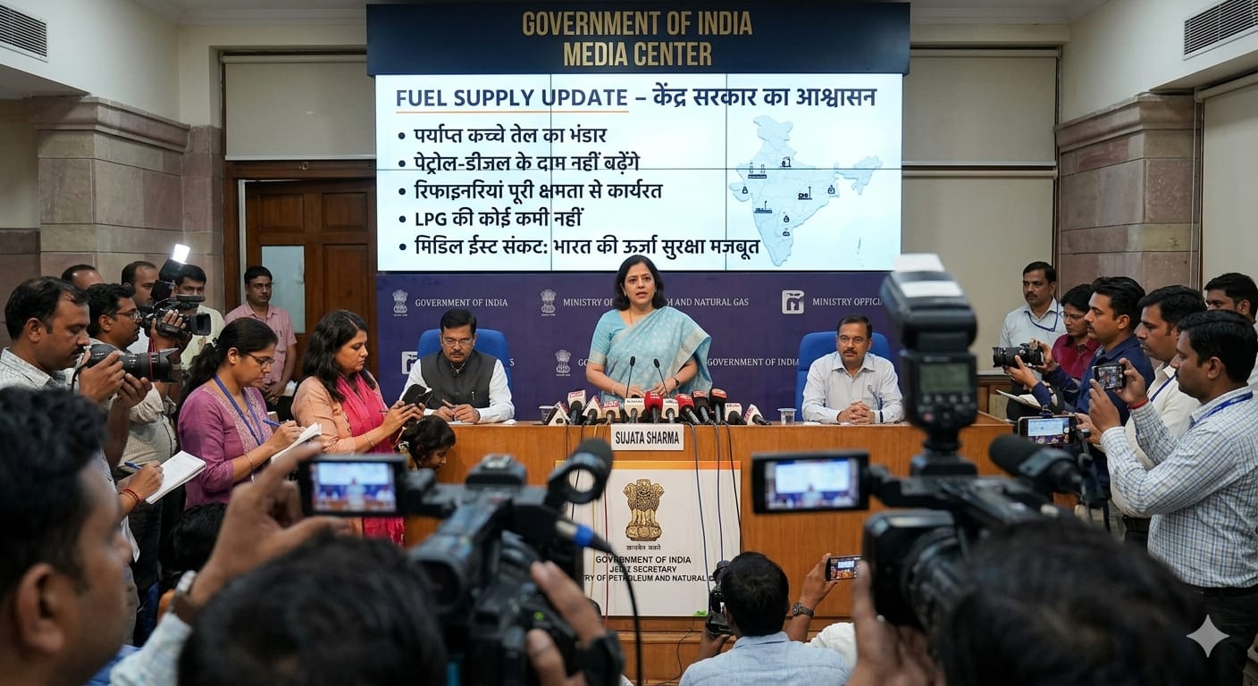 भारत में पेट्रोल-डीजल की आपूर्ति सामान्य, पेट्रोलियम मंत्रालय की प्रेस ब्रीफिंग।