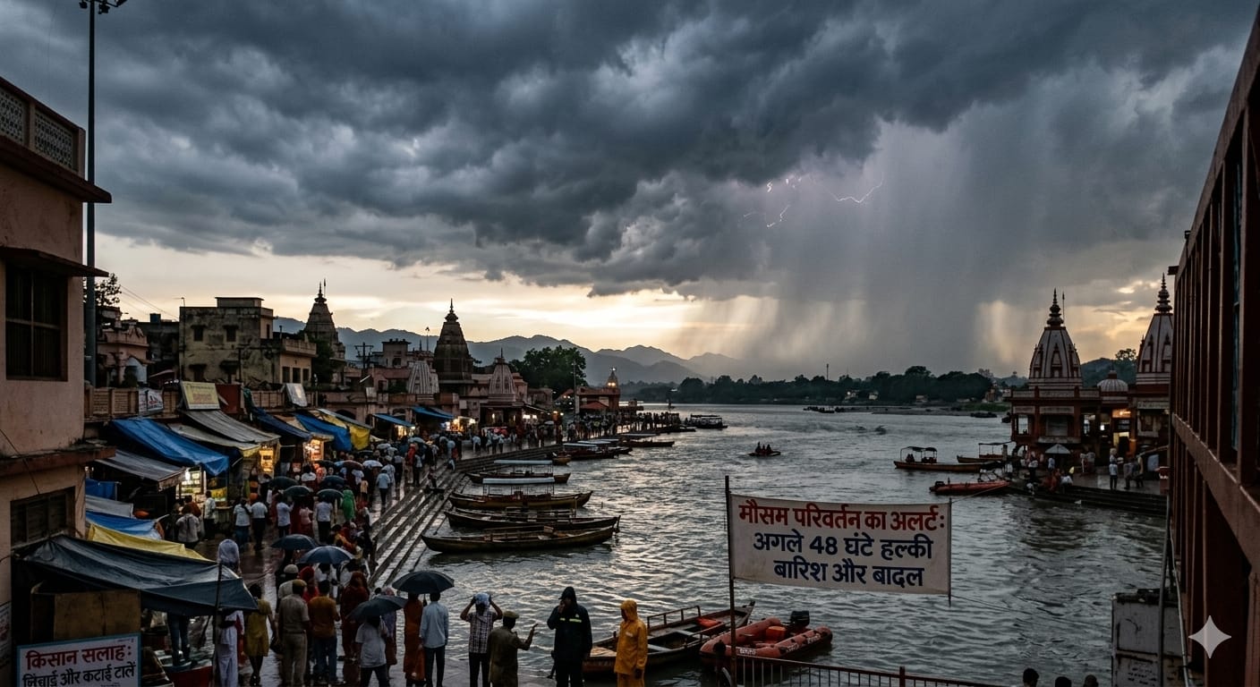Haridwar Weather Update Rain and Cloudy Sky Forecast 2026 Poster