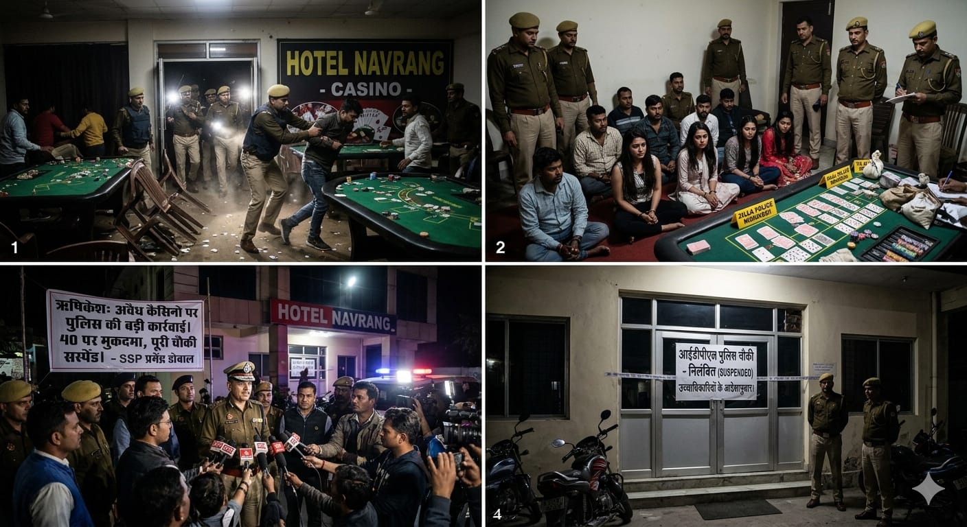 ऋषिकेश होटल नवरंग पुलिस रेड अवैध कैसिनो भंडाफोड़