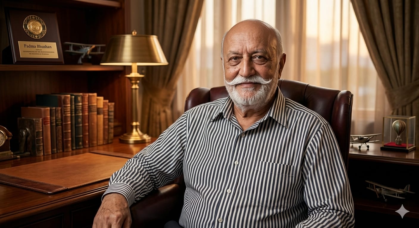 विजयपत सिंघानिया रेमंड ग्रुप के पूर्व चेयरमैन का पोर्ट्रेट।