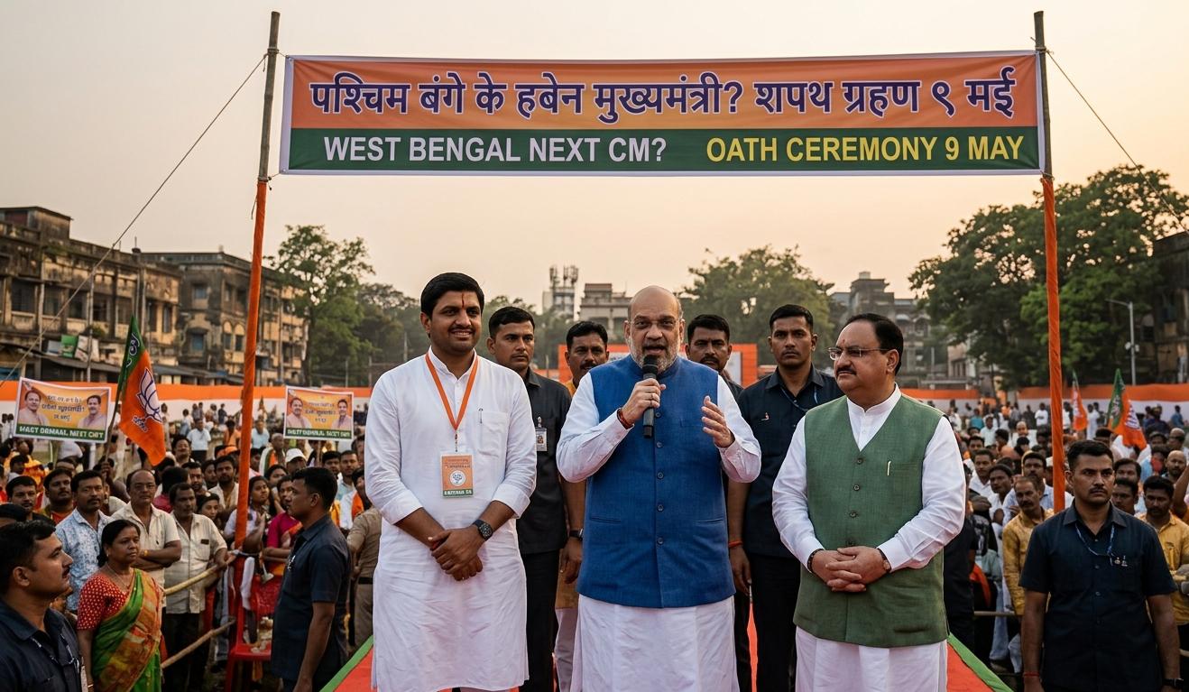 पश्चिम बंगाल में भाजपा की जीत के बाद अमित शाह और जेपी नड्डा की चुनावी सभा और पर्यवेक्षक नियुक्ति की जानकारी।