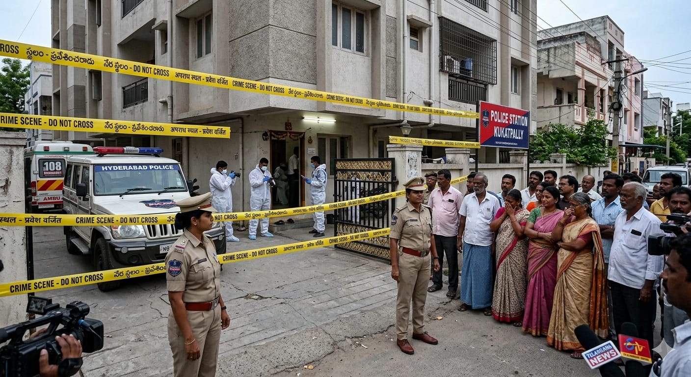 हैदराबाद में पुलिस अपराध स्थल (Crime Scene) की जांच करते हुए |