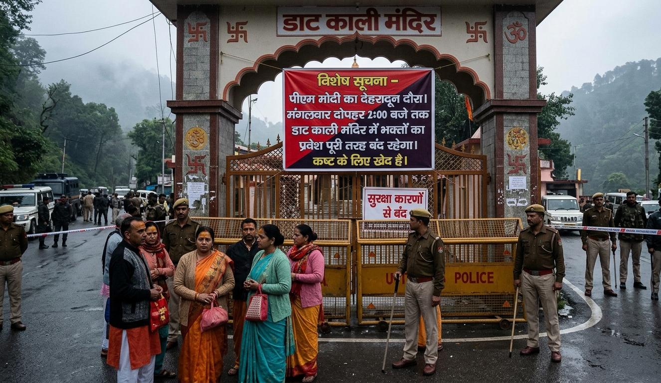 प्रधानमंत्री नरेंद्र मोदी का देहरादून दौरा और डाट काली मंदिर में सुरक्षा व्यवस्था।