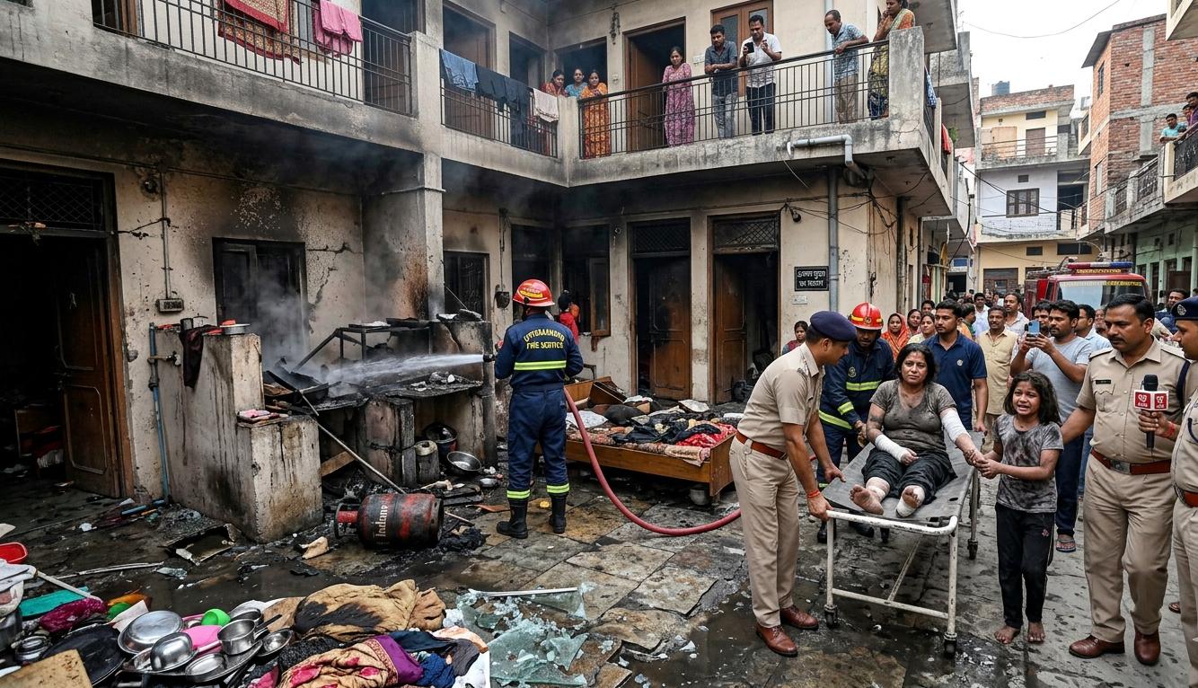 रुद्रपुर ट्रांजिट कैंप सिलेंडर ब्लास्ट हादसा घायलों का रेस्क्यू