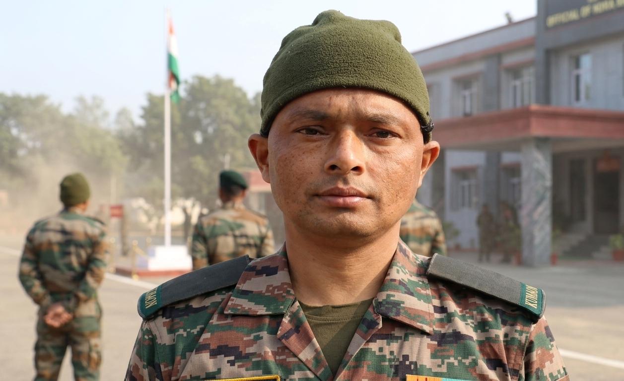 शहीद जवान दीपक कुमार जेठी की तस्वीर और श्रद्धांजलि।