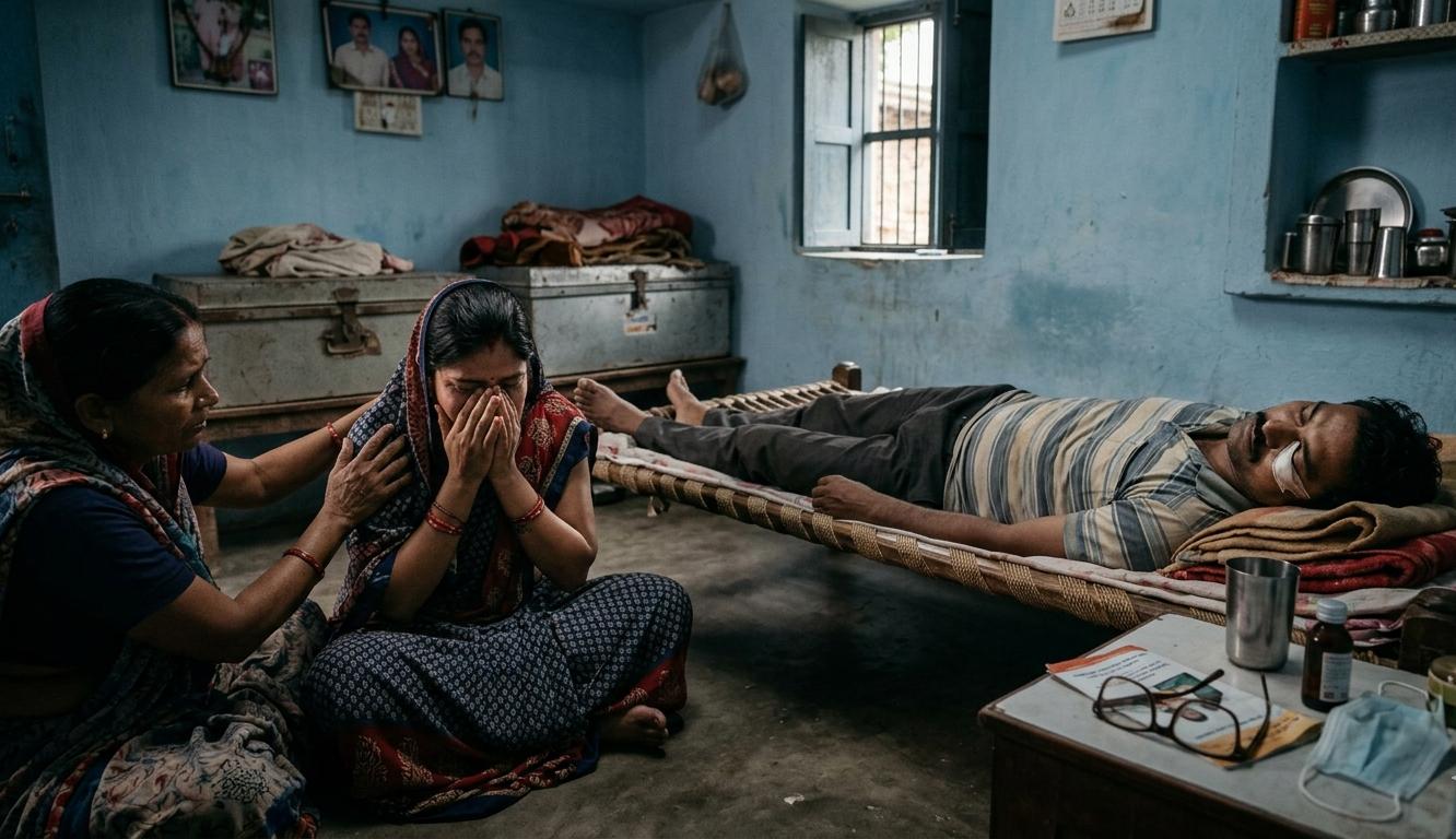 बिहार में घरेलू हिंसा की दुखद घटना - पति की मौत के बाद शोक संतप्त परिवार और पुलिस जांच।