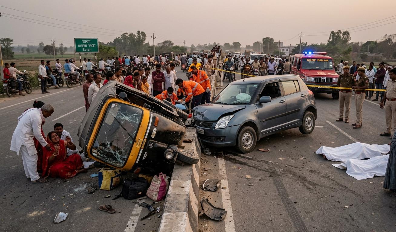 सारण सड़क हादसा दिघवारा टेंपो स्कार्पियो टक्कर