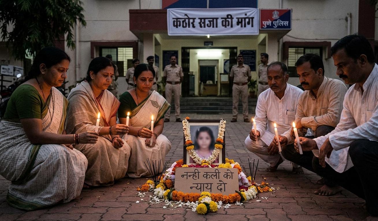 पुणे में 4 साल की बच्ची के साथ दरिंदगी और ग्रामीणों का विरोध प्रदर्शन
