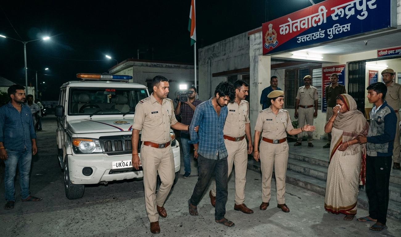 रुद्रपुर में बच्ची से दुष्कर्म के आरोप में गिरफ्तार युवक की प्रतीकात्मक फोटो या पुलिस कार्रवाई।