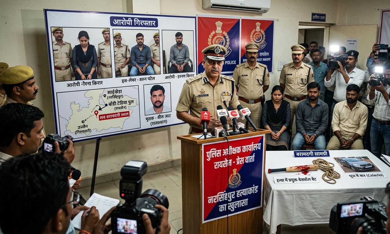नरसिंहपुर पुलिस प्रेस कॉन्फ्रेंस हत्याकांड खुलासा