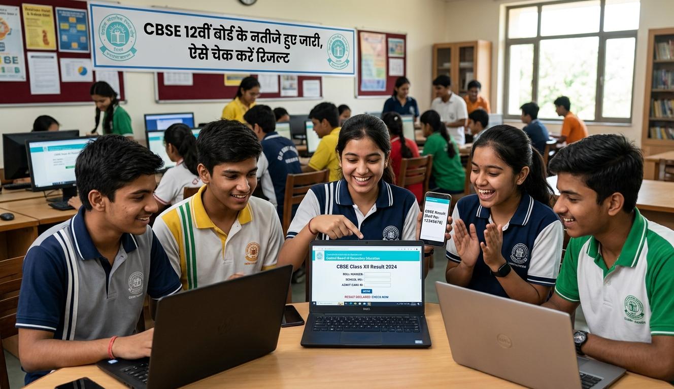 CBSE 12th Board Result 2026 official announcement and students checking results online |