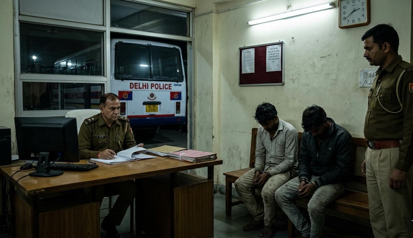 दिल्ली पुलिस की गाड़ी और अपराध स्थल की सांकेतिक तस्वीर (Nangloi Gangrape Case)