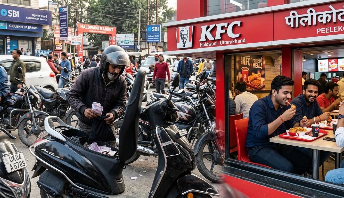 हल्द्वानी के केएफसी के बाहर स्कूटी की डिग्गी से दो लाख रुपये की चोरी की घटना का सांकेतिक चित्र।