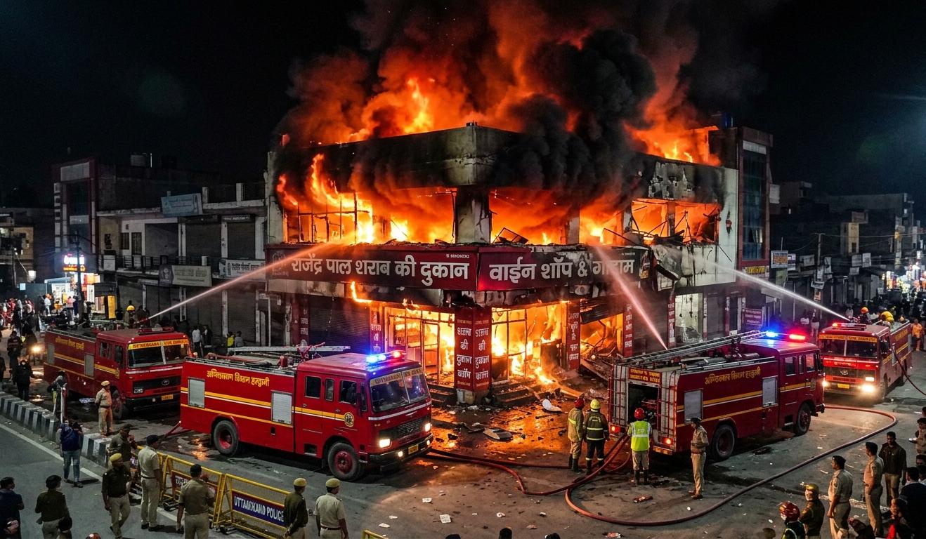 Haldwani wine shop fire accident tikonia chauraha