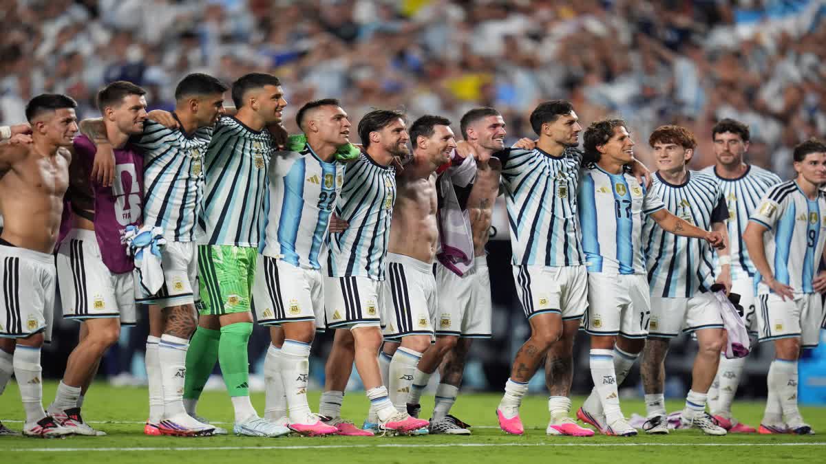 Argentina vs Switzerland FIFA World Cup 2026 quarterfinal match with Argentina players celebrating their 3-1 extra-time victory over Switzerland