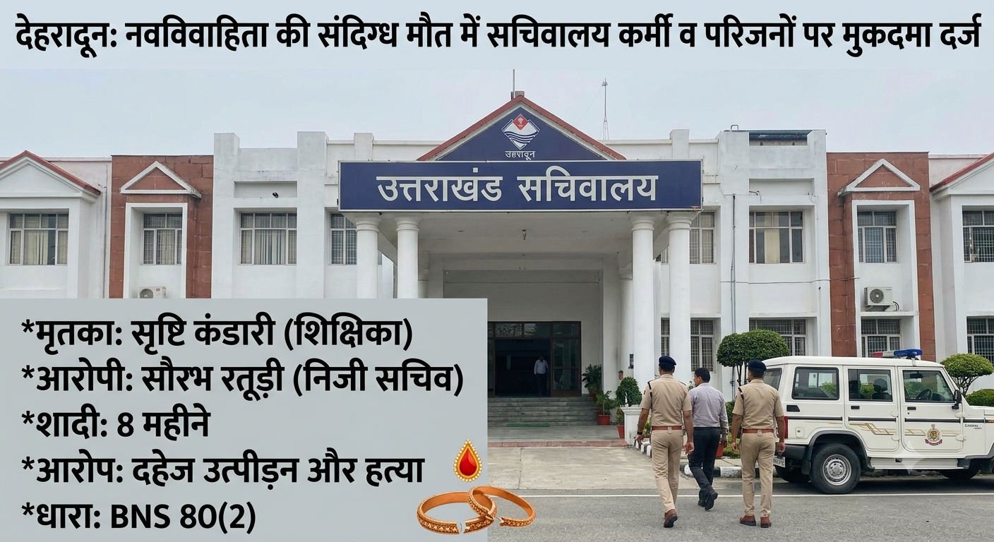 Dehradun Secretariat PA and family booked in wife Srishti Kandari murder case.