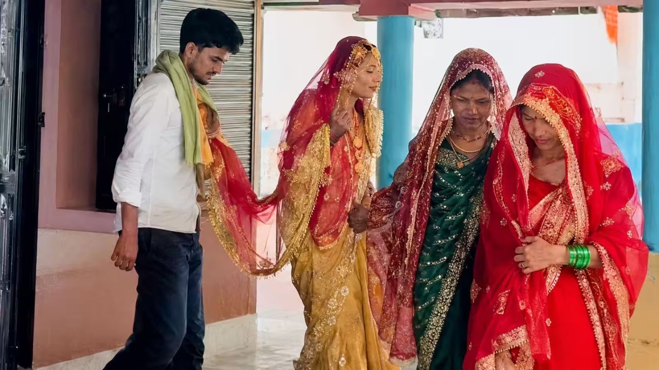 Three sisters allegedly marrying the same groom at Chamunda Temple in Amroha as the viral wedding video sparks controversy.