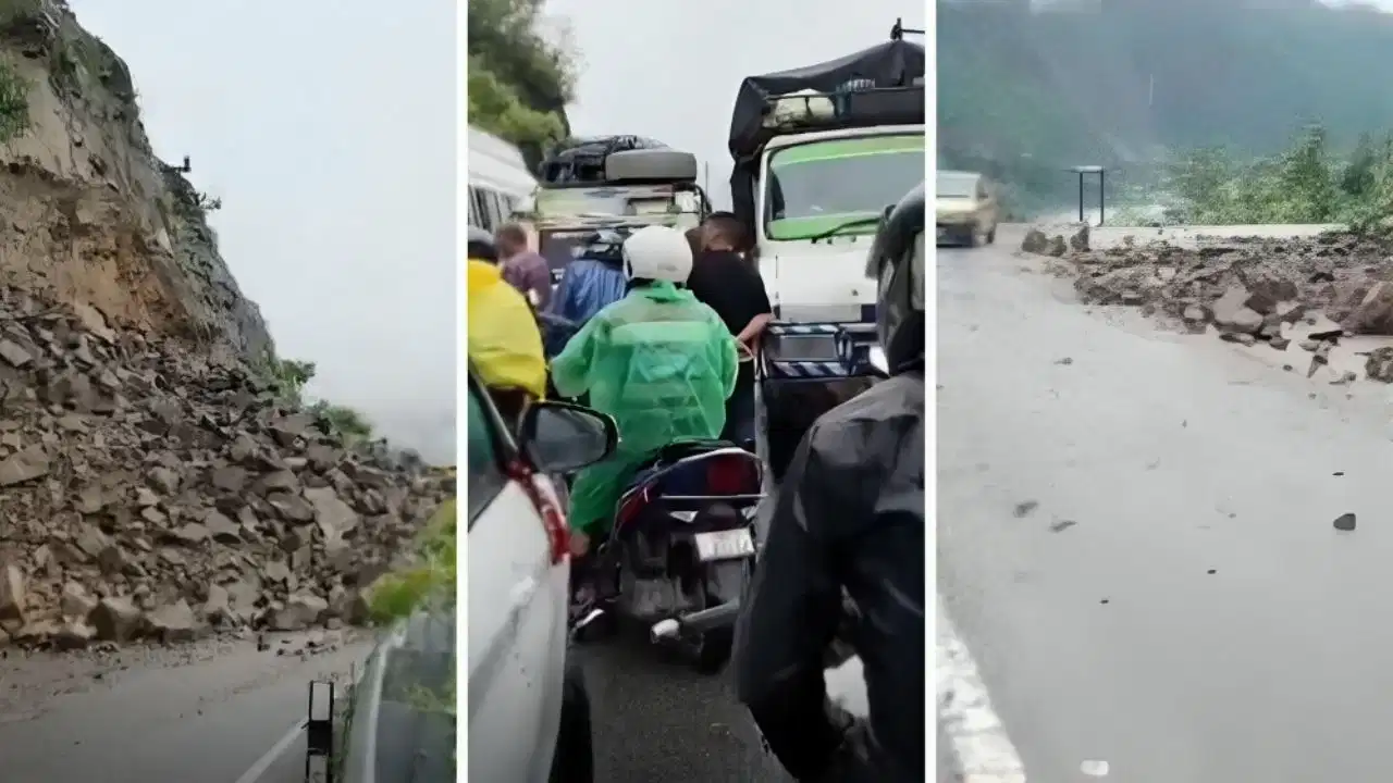 Rishikesh Badrinath NH 58 Blocked after massive landslide near Sirohbagad causing 5 km traffic jam during Char Dham Yatra