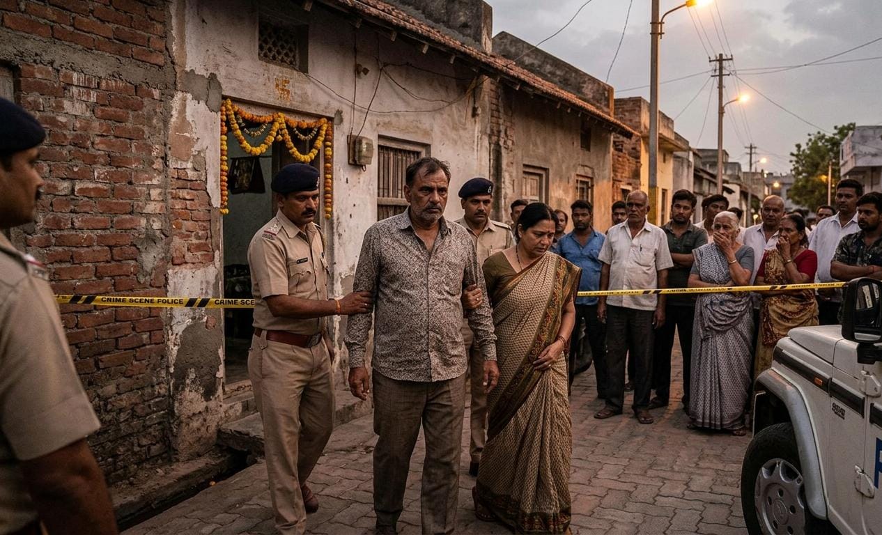 Gujarat police investigation scene symbolic image for Rajkot parents killing son case in Gundala