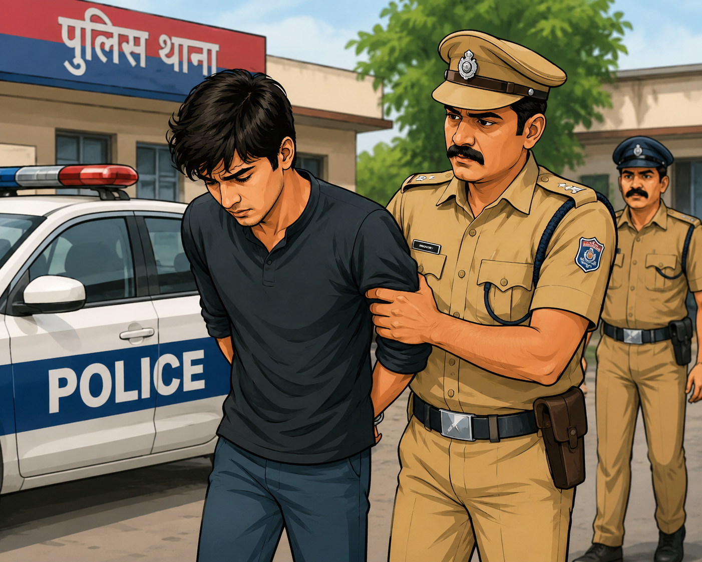 Uttarakhand Police arresting accused Mohammed Zafar in a kidnapping and rape case after recovering the girl from Ajmer, Rajasthan.