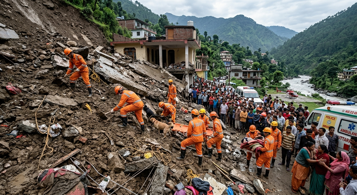 SDRF rescue operation after Satpuli landslide house collapse in Mahar village Pauri Garhwal