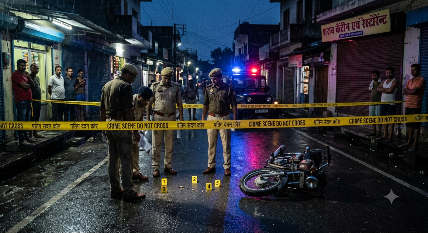 Police investigating the site of Roorkee Crime in Dhandera area