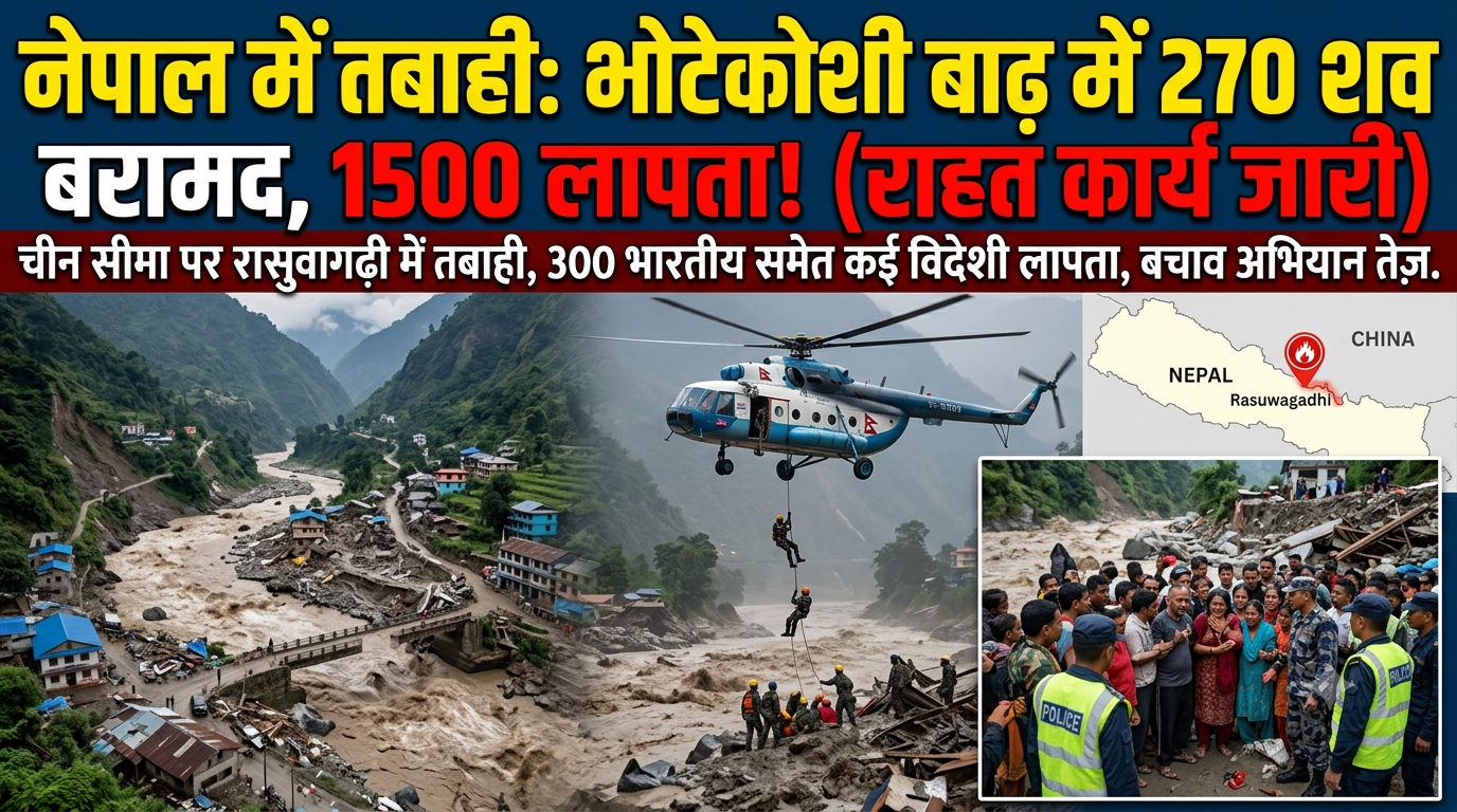 Nepal Bhote Koshi Flood Disaster rescue operations at Rasuwagadhi border