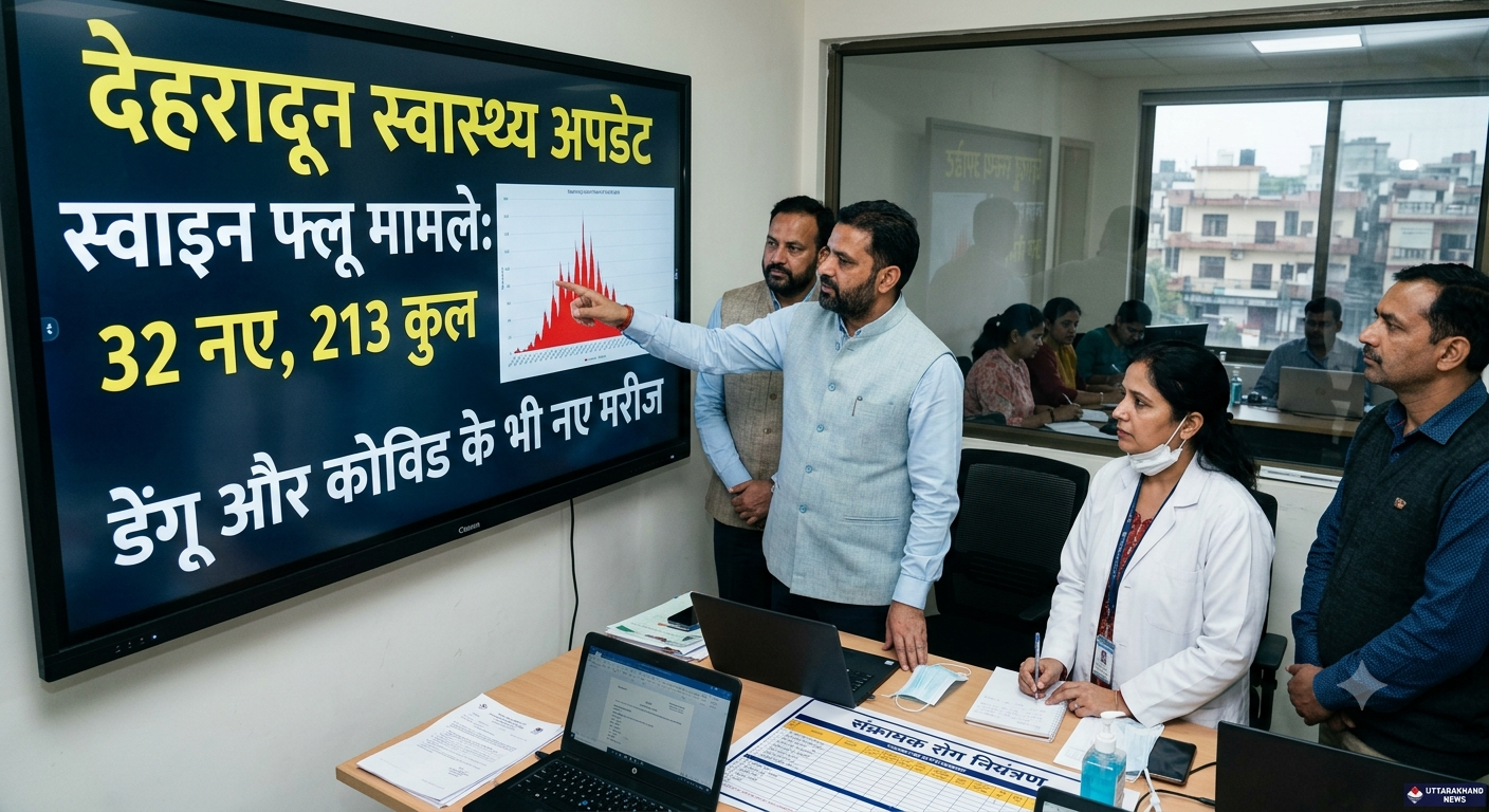 Dehradun Health Update Swine Flu Dengue and COVID Cases Chart