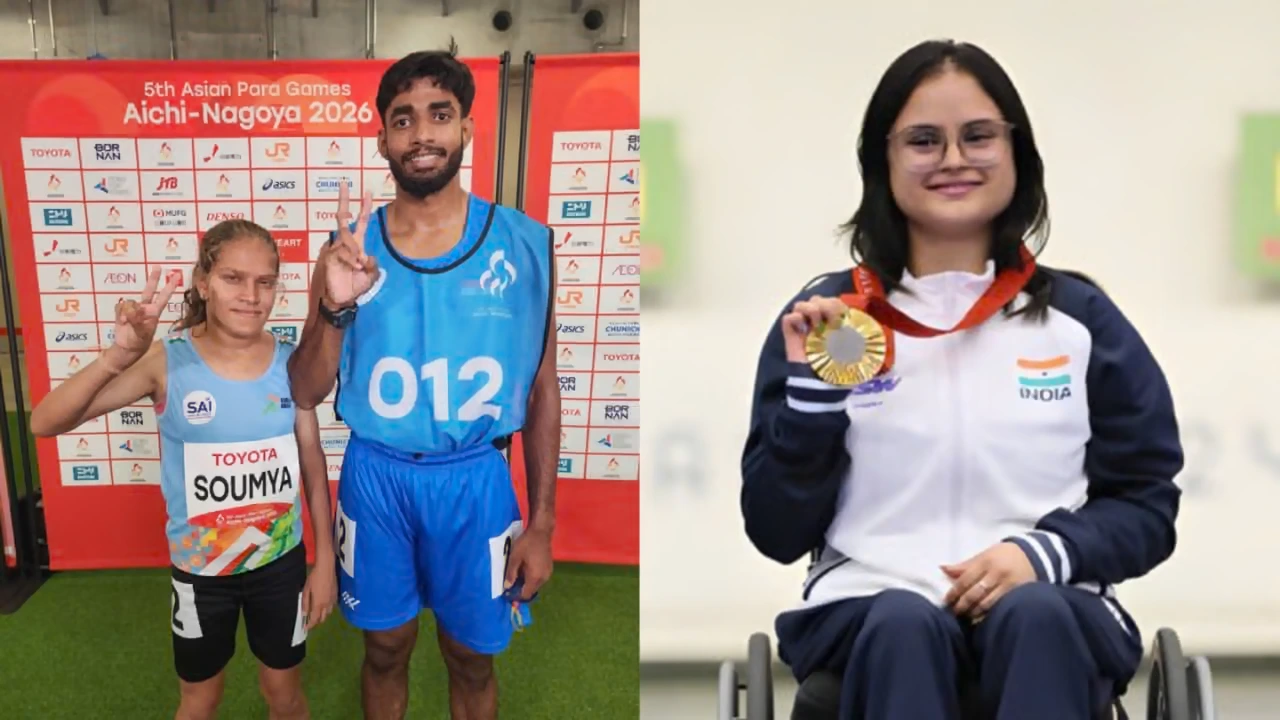 Indian athletes celebrating their achievements at the Asian Para Games 2026, where India won 114 medals,