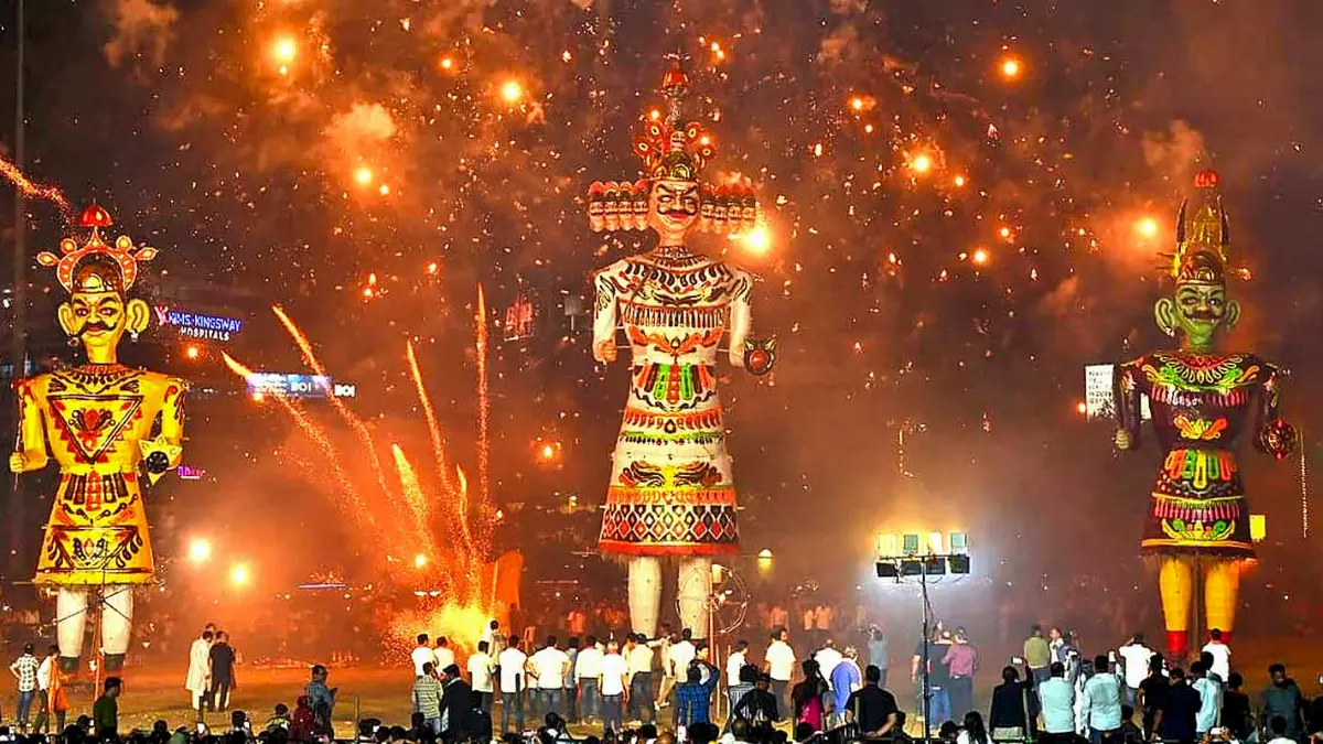 Dussehra 2026 celebrations across India featuring Ravana Dahan, Mysore's royal procession, Sindoor Khela, and traditional Vijayadashami rituals.